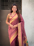 Wine Tissue Paithani Zari Woven Saree