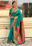 Sky Blue Zari Woven Nath Yeola Paithani Silk Saree