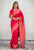 Pink Zari Woven Nath Yeola Paithani Silk Saree