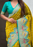 Mehendi Green Pashmina Darbari Silk Zari Woven Saree