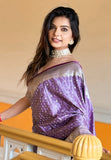 Lavender Banarasi Satin Silk Zari Woven Saree