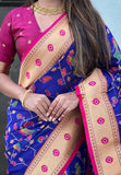 Violet Paithani Jaal Silk Zari Woven Saree