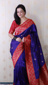 Violet Soft Silk Banarasi Wavy Unique Zari Woven Saree