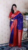 Violet Soft Silk Banarasi Wavy Unique Zari Woven Saree