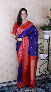 Violet Soft Silk Banarasi Wavy Unique Zari Woven Saree