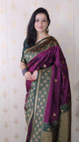 Wine Soft Silk Banarasi Wavy Unique Zari Woven Saree