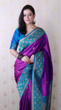 Purple Soft Silk Banarasi Wavy Unique Zari Woven Saree