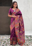 Wine Pashmina Kashmiri Silk Zari Woven Saree