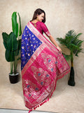 Violet Banarasi Jaal Zari Woven Silk Saree