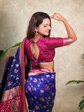 Violet Banarasi Jaal Zari Woven Silk Saree