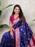 Violet Banarasi Jaal Zari Woven Silk Saree