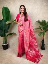Baby Pink Banarasi Jaal Zari Woven Silk Saree