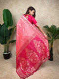 Baby Pink Banarasi Jaal Zari Woven Silk Saree