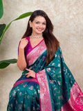Green Banarasi Jaal Zari Woven Silk Saree