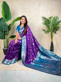 Purple Banarasi Jaal Zari Woven Silk Saree