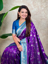 Purple Banarasi Jaal Zari Woven Silk Saree