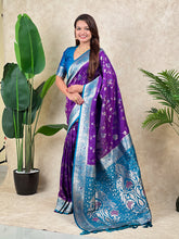 Purple Banarasi Jaal Zari Woven Silk Saree