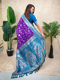 Purple Banarasi Jaal Zari Woven Silk Saree