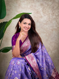 Lavender Banarasi Jaal Zari Woven Silk Saree