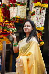 Prianca in our Yellow Organza Paithani Zari Woven Saree
