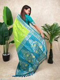 Pista Green Banarasi Jaal Zari Woven Silk Saree