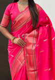 Pink Dual Zari Woven Yeola Traditional Paithani Silk Saree