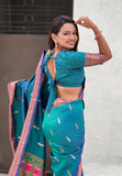 Sea Green Dual Zari Woven Yeola Traditional Paithani Silk Saree