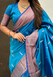Blue Dual Zari Woven Yeola Traditional Paithani Silk Saree
