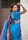 Blue Dual Zari Woven Yeola Traditional Paithani Silk Saree