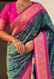 Green Soft Silk Zari Woven Premium Patola Saree with Contrast Weaves