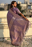 Lavender Banarasi Jaal Satin Silk Pink Zari Woven Saree