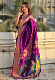 Wine Zari Woven Gudi Padwa Special Paithani Silk Saree