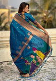 Blue Zari Woven Gudi Padwa Special Paithani Silk Saree