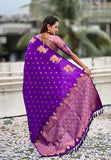 Purple Soft Silk Dual Zari Woven Saree with Nandi Border