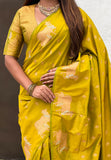 Mehendi Green Soft Silk Dual Zari Woven Saree with Nandi Border