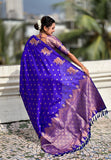 Violet Soft Silk Dual Zari Woven Saree with Nandi Border