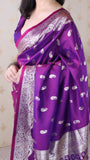 Purple Banarasi Soft Silk Silver Zari Woven Saree