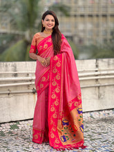 Baby Pink Soft Silk Lotus Paithani Saree