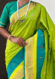Pista Paithani Silk Saree with Muniya Satin Border