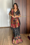 Black Pashmina Kashmiri Silk Zari Woven Saree