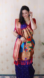 Violet Bandhani Paithani Silk Zari Woven Saree