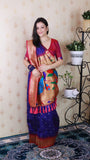 Violet Bandhani Paithani Silk Zari Woven Saree