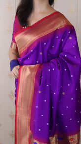 Purple Bandhani Paithani Silk Zari Woven Saree