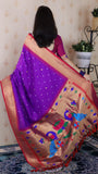 Purple Bandhani Paithani Silk Zari Woven Saree