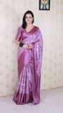 Wine Soft Georgette Floral Printed Zari Woven Saree