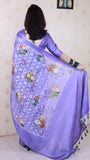 Violet Soft Georgette Floral Printed Zari Woven Saree