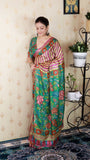 Pink Soft Tussar Silk Striped Party Wear Printed Zari Woven Saree