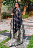 Trending Black Banarasi Jaal Soft Silk Zari Woven Saree