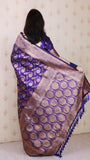 Violet Banarasi Jaal Soft Silk Gold Zari Meenakari Woven Saree