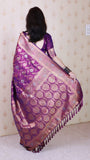 Purple Banarasi Jaal Soft Silk Gold Zari Meenakari Woven Saree